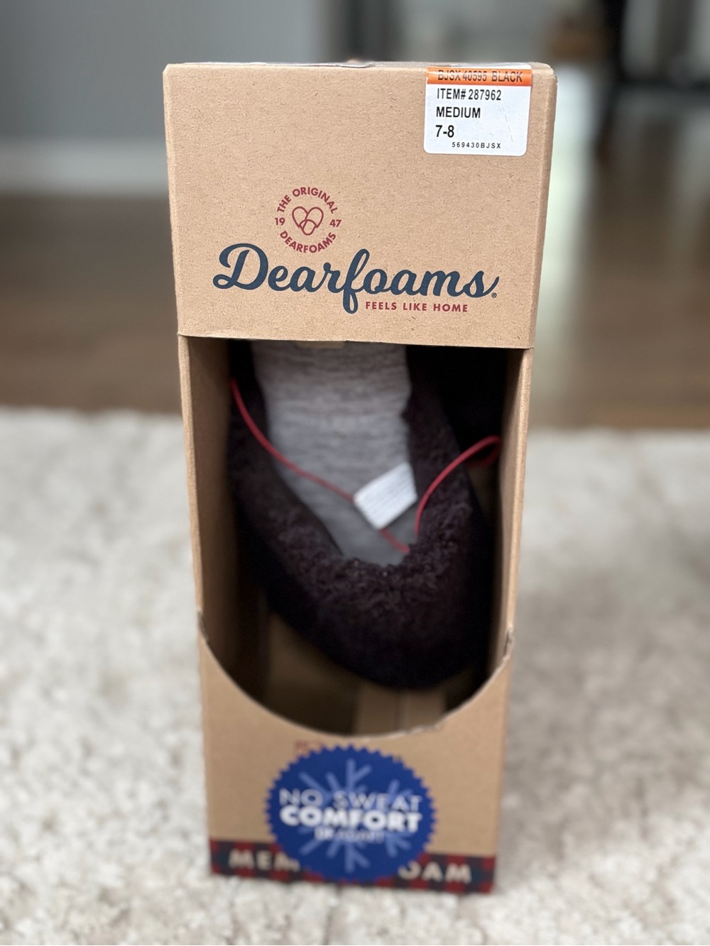 Dearfoams Fluffy Terry Slide Open Toed Slippers M (7-8)